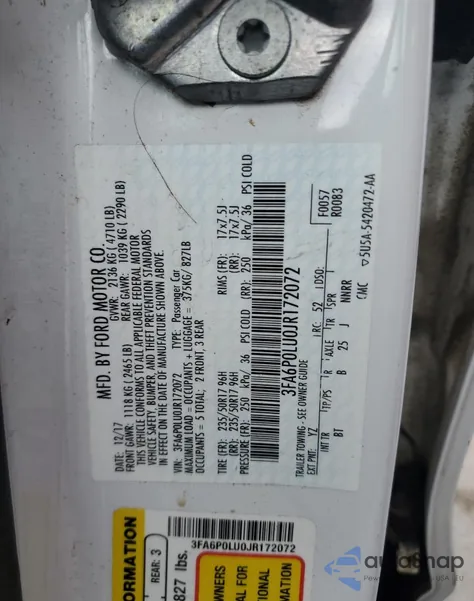 2018 Ford Fusion Se Hybrid from USA, damaged, VIN 3FA6P0LU0JR172072